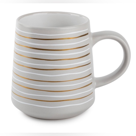 🍀Set of 2 Thyme & Table Stoneware Coffee Mug, 16 fl oz, Gray Stripe - Picture 5 of 6
